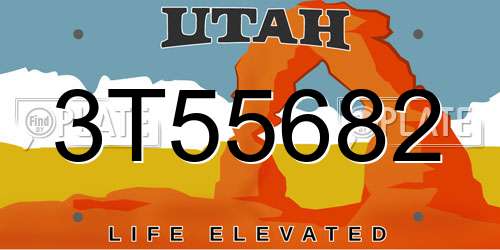 3T55682 Utah License Plate
