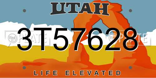 3T57628 Utah License Plate