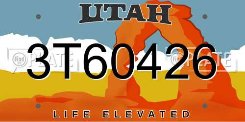 3T60426 Utah License Plate