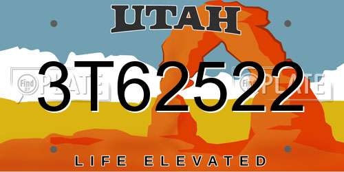 3T62522 Utah License Plate
