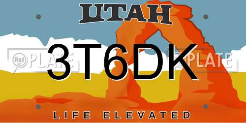 3T6DK Utah License Plate