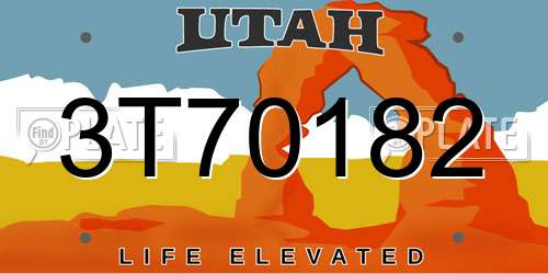 3T70182 Utah License Plate