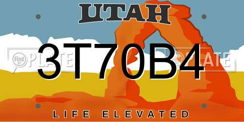 3T70B4 Utah License Plate