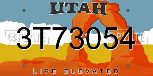 3T73054 Utah License Plate