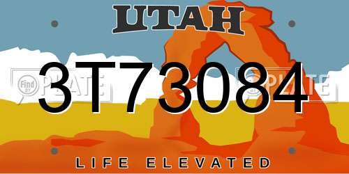 3T73084 Utah License Plate