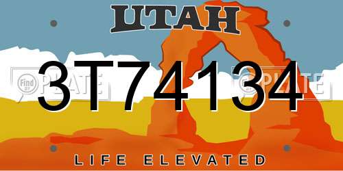 3T74134 Utah License Plate