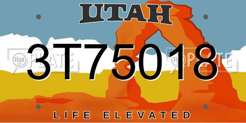 3T75018 Utah License Plate