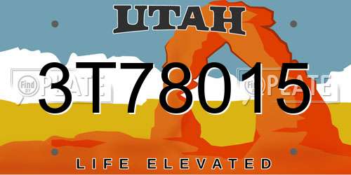 3T78015 Utah License Plate