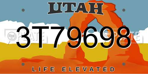 3T79698 Utah License Plate
