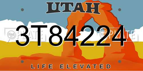 3T84224 Utah License Plate
