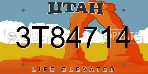 3T84714 Utah License Plate