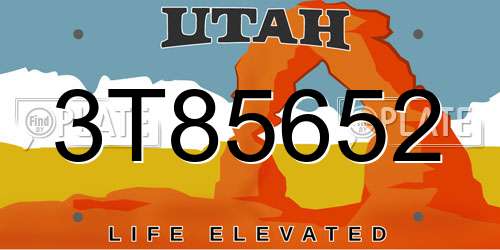3T85652 Utah License Plate