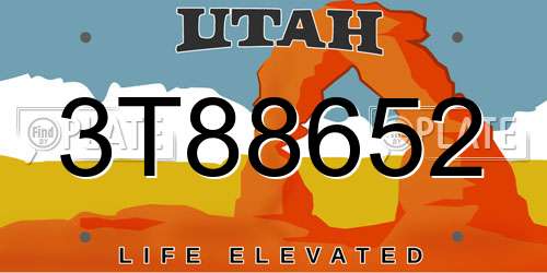 3T88652 Utah License Plate