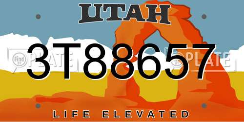 3T88657 Utah License Plate