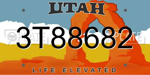 3T88682 Utah License Plate