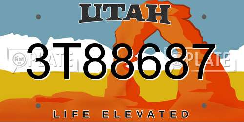 3T88687 Utah License Plate