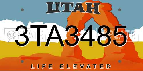 3TA3485 Utah License Plate