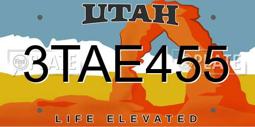 3TAE455 Utah License Plate