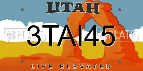 3TAI45 Utah License Plate