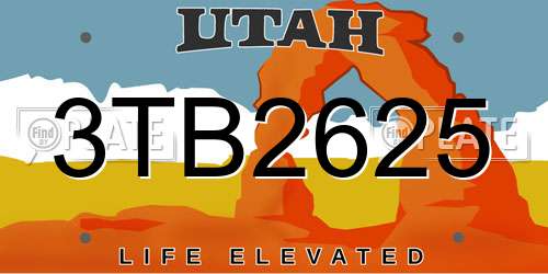 3TB2625 Utah License Plate