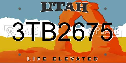 3TB2675 Utah License Plate