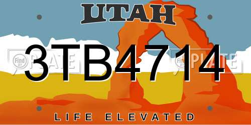 3TB4714 Utah License Plate