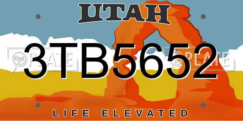 3TB5652 Utah License Plate