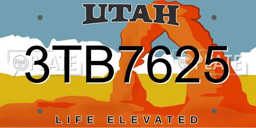 3TB7625 Utah License Plate