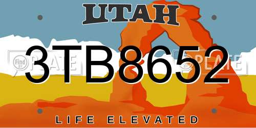 3TB8652 Utah License Plate