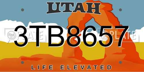 3TB8657 Utah License Plate
