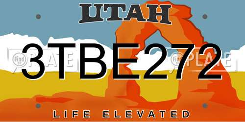 3TBE272 Utah License Plate