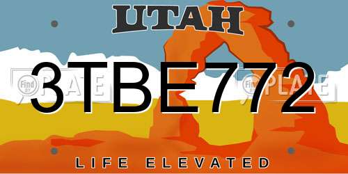 3TBE772 Utah License Plate