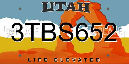 3TBS652 Utah License Plate