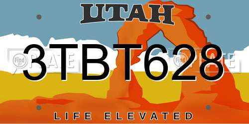 3TBT628 Utah License Plate