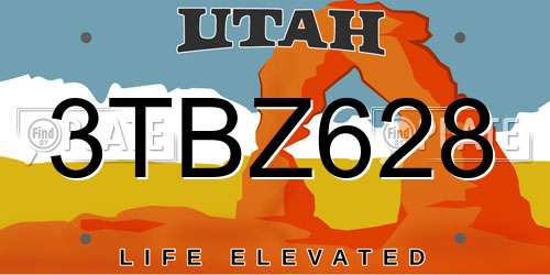 3TBZ628 Utah License Plate