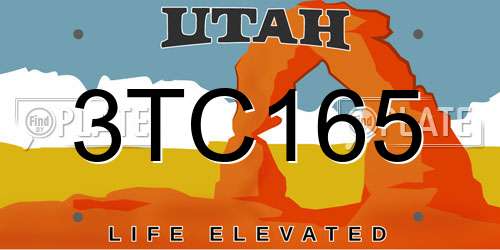 3TC165 Utah License Plate