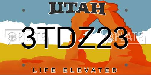 3TDZ23 Utah License Plate