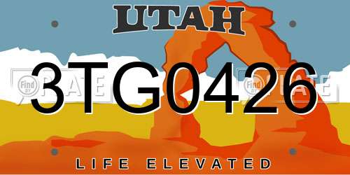 3TG0426 Utah License Plate