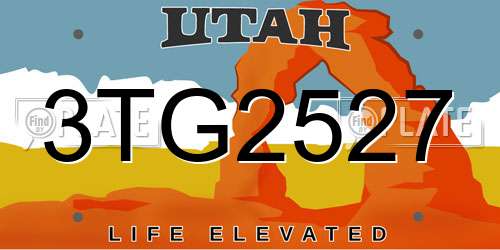 3TG2527 Utah License Plate