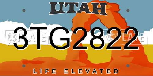 3TG2822 Utah License Plate