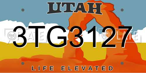 3TG3127 Utah License Plate