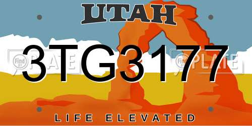 3TG3177 Utah License Plate
