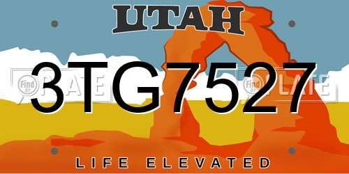 3TG7527 Utah License Plate
