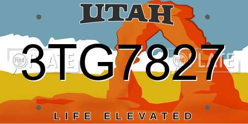 3TG7827 Utah License Plate