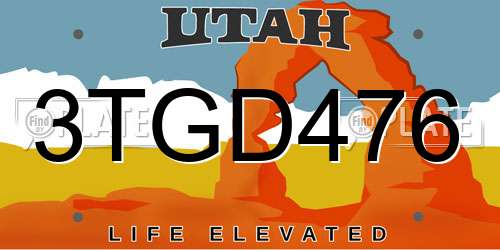 3TGD476 Utah License Plate