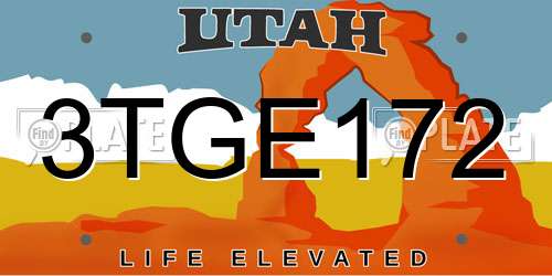3TGE172 Utah License Plate