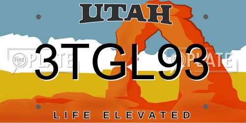 3TGL93 Utah License Plate