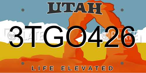 3TGO426 Utah License Plate