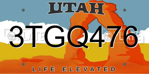 3TGQ476 Utah License Plate