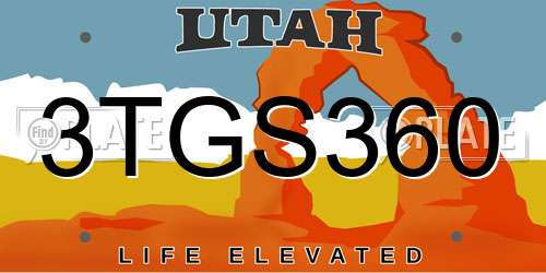 3TGS360 Utah License Plate